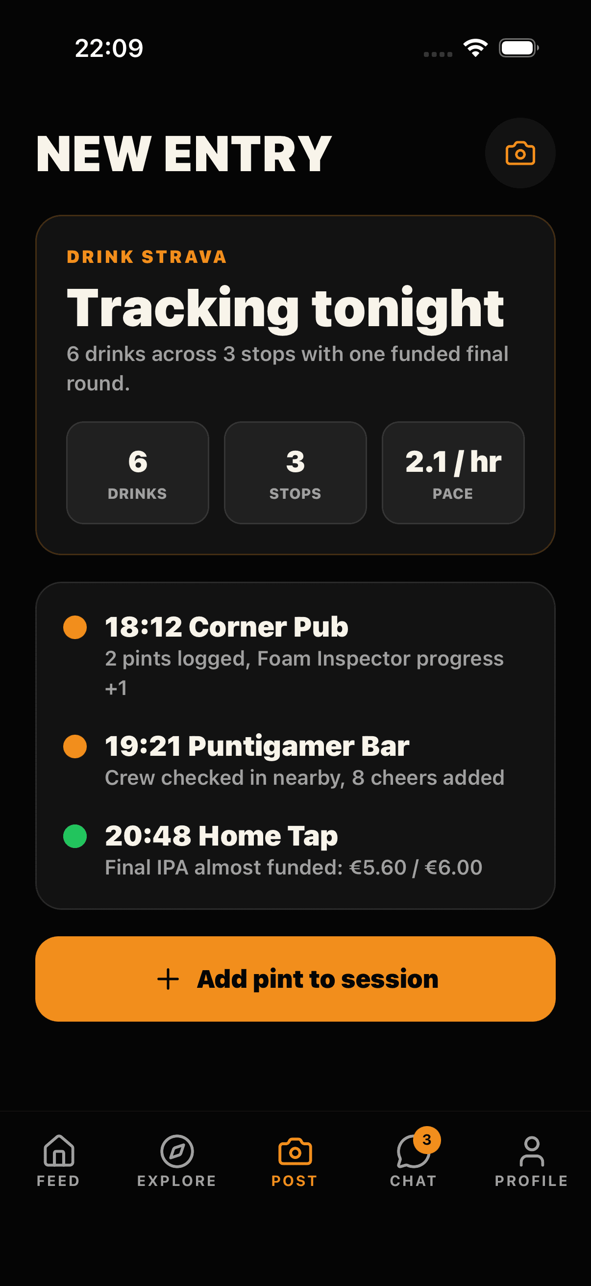 Share My Pint pint logging screen