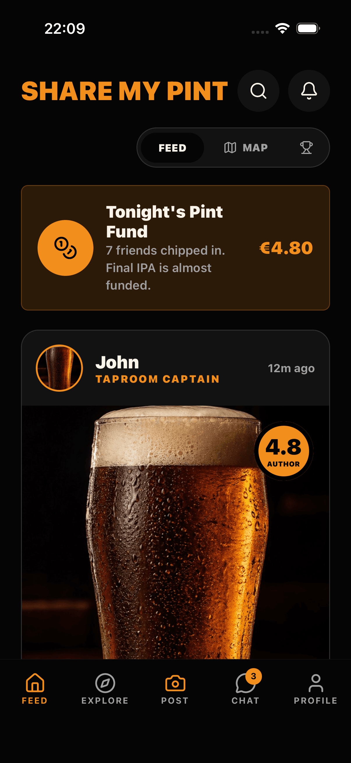 Share My Pint shared night feed